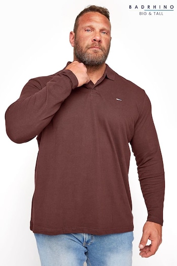 BadRhino Big & Tall Red Essential Long Sleeve Cap Polo Shirt (B61768) | £22