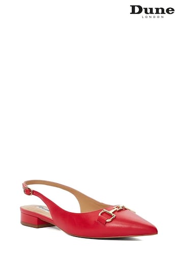 Dune London Red Hopeful Snaffle Slingback Flat Shoes (B61777) | £85