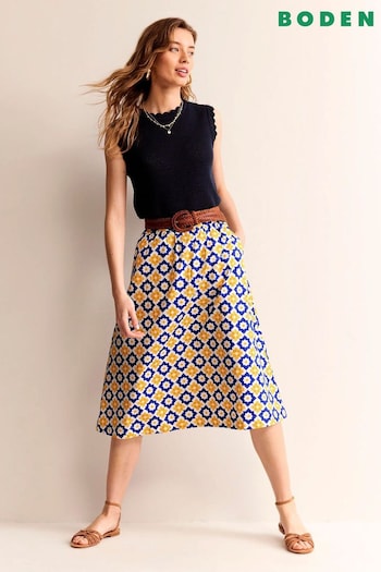 Boden Blue Hattie Poplin Midi Skirt (B61779) | £75