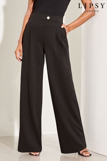 Lipsy Black Relaxed Wide Leg Jersey Trousers (B61821) | £32