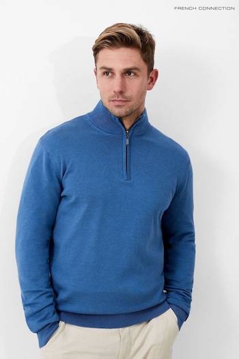 French Connection Half Zip Blue Funnel Neck Jumper (B61872) | £45