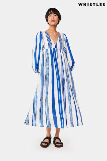 Whistles Blue Painted Stripe Gloria tartan-check Dress (B61953) | £159