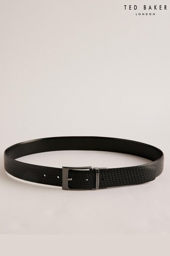 Ted Baker Waide Woven Texture Leather Black Belt (B61986) | £50