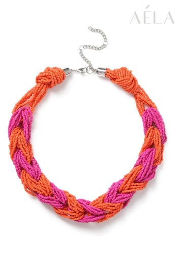 Aela Pink Seedbead Collar Necklace (B62076) | £25