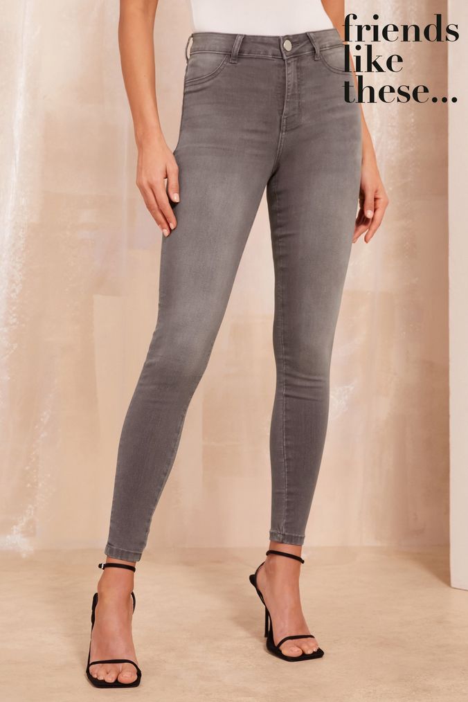 Buy Women s Regular High Waisted Grey Jeans Online Next UK