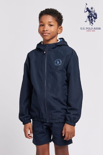U.S. Polo Assn. clothing Blue Hooded Windbreaker (B62118) | £65 - £78