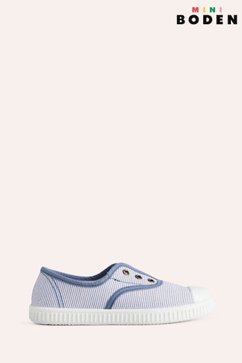 Boden Blue Stripe Laceless Canvas Pull-ons (B62121) | £27 - £31