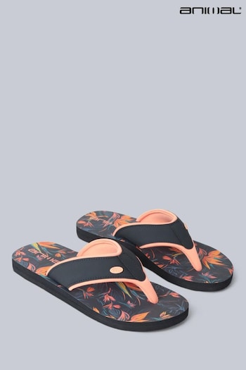 Animal Orange Swish Burnt Printed Flip Flops (B62143) | £22