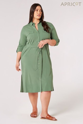 Apricot Green Utility Belted Shirt Dress (B62219) | £42