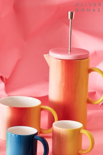Oliver Bonas Pink Mini Tresillo Ombre Cafetiere and Mug Set (B62252) | £45