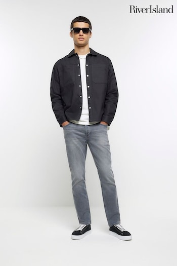 River Island Grey Faded Slim Fit Jeans (B62300) | £39