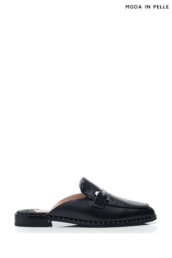 Moda in Pelle Ellajean Mules Slip-Ons Black Shoes With Trim (B62321) | £89