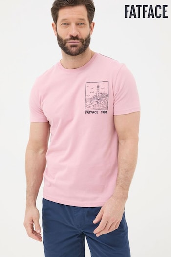 FatFace Pink Lighthouse Embroidered T-Shirt (B62348) | £28