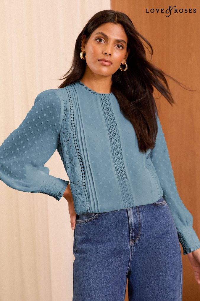 Buy Women s Blouses Blue Puff Sleeve Tops Online Next UK