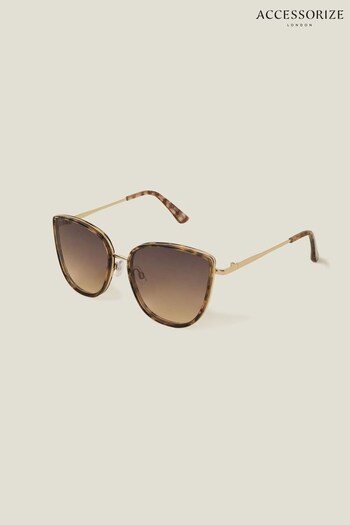 Accessorize Metal Frame Cateye Brown Sunglasses (B62664) | £17