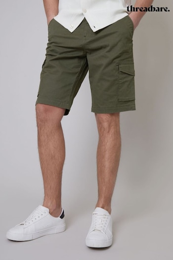 Threadbare Khaki Cotton Cargo blazer Shorts With Stretch (B62692) | £28