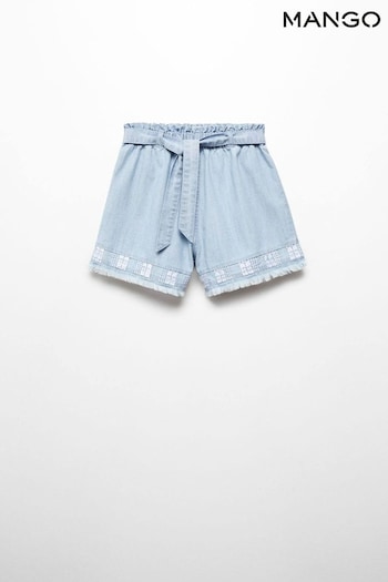 Mango Blue Belt Denim boyfriend Shorts (B62701) | £20