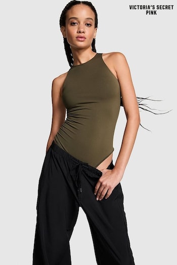 Victoria's Secret PINK Olive Green Soft Stretch Tank Bodysuit (B62712) | £17