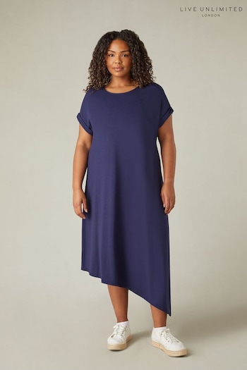 Live Unlimited Navy Jersey Asymmetric Dress (B62739) | £59