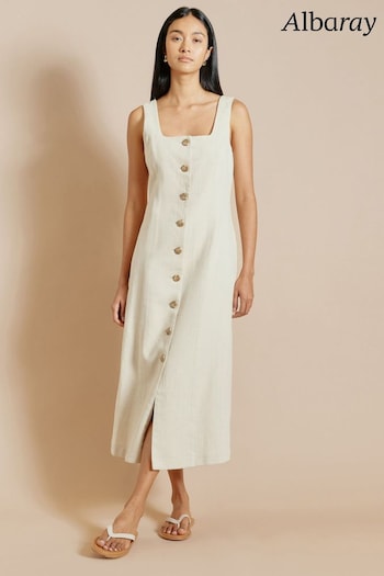 Albaray Natural Linen Twill Button Through Dress (B62767) | £89
