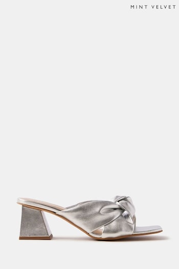 Mint Velvet Silver Twisted Leather Sandals (B62771) | £119