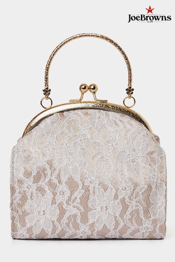 Joe Browns Gold Rose Lace Floral Metal Frame Top Handle Bag (B62784) | £45