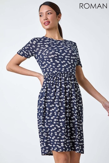 Roman Blue Ditsy Floral Stretch Dress (B62799) | £36
