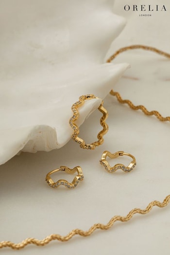Orelia London Gold Tone Pave Wave Huggie Hoops Earrings (B62819) | £25