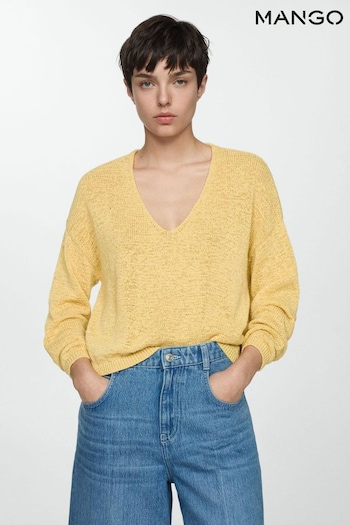 Mango Black Fine-Knit V-Neck Sweater (B62843) | £36