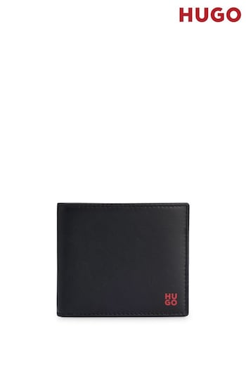 HUGO Nappa-Leather Black Wallet With Stacked Logo and Coin Pocket (B62880) | £72