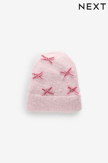 Pink Bow Beanie Hat (3mths-16yrs) (B62929) | £8 - £11