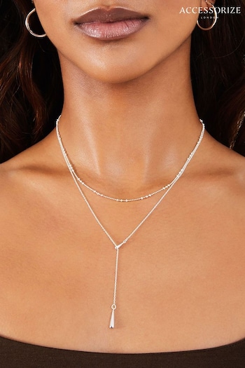 Accessorize Sterling Silver Layered Y-Chain Necklace (B62945) | £18