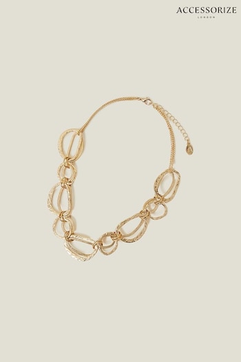 Accessorize Gold Tone Textured Metal Circle Necklace (B62952) | £16