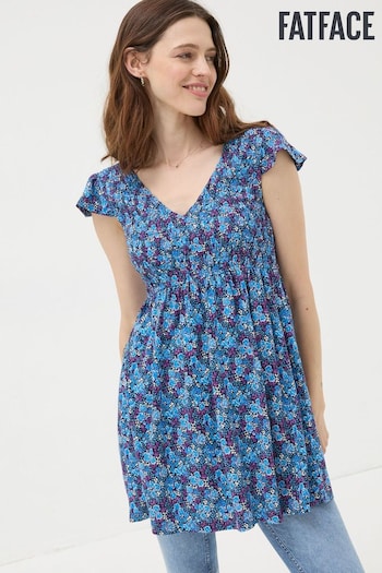 FatFace Purple Clara Ink Floral Tunic (B63044) | £46