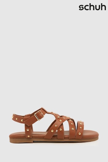 Schuh Tabby Studded Brown Sandals (B63085) | £26