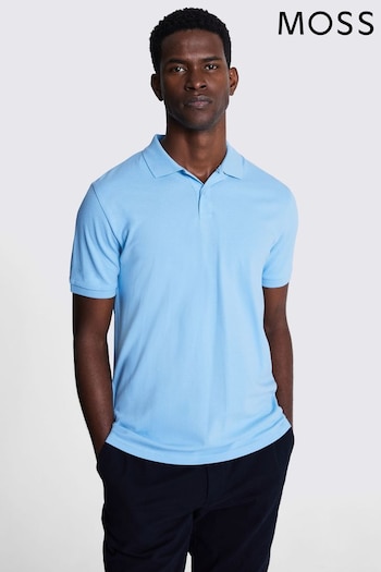 MOSS Blue Pique Polo Shirt (B63157) | £30