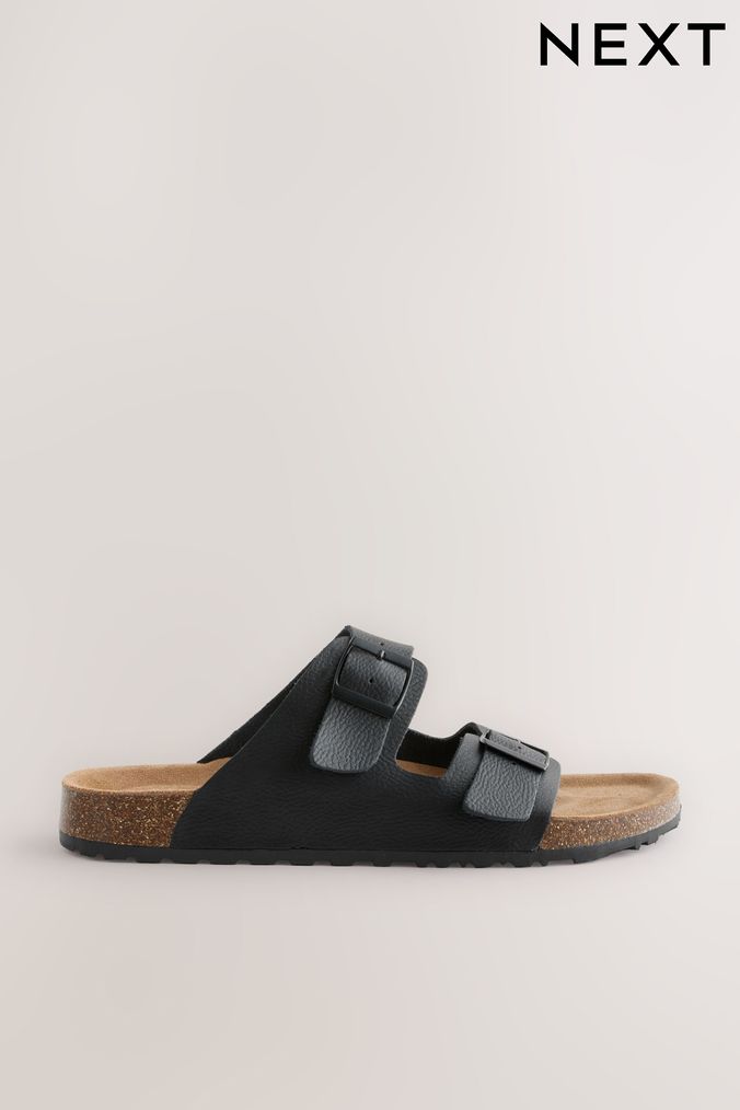Mens leather sliders uk on sale