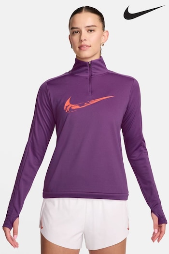 Nike Purple Swoosh Half Zip Long Sleeve Running Top (B63208) | £40