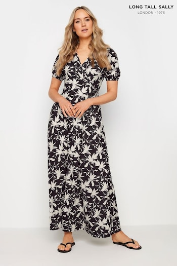 Long Tall Sally Black Floral Wrap Maxi Dress (B63222) | £39