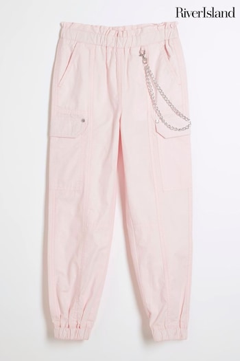 River Island Pink Girls Chain Trim Cargo Trousers (B63282) | £25 - £32