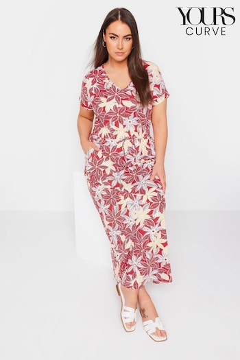 Yours Curve Red Side Split Drawcord Maxi Dress (B63314) | £31