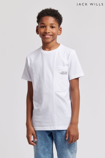 Jack Wills Burst Panel Pocket White T-Shirt (B63373) | £25 - £30