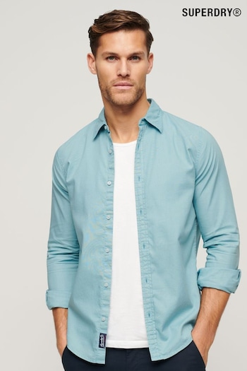 Superdry Blue Overdyed Organic Cotton Long Sleeve Shirt (B63378) | £50