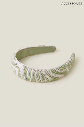 Accessorize Green Zebra Beaded Headband (B63401) | £25
