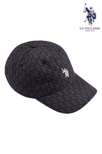 U.S. Polo Kelleth Assn. Mens Monogram Casual Black Cap (B63486) | £25