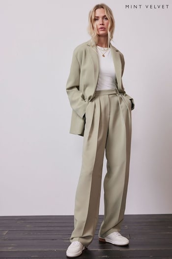 Mint Velvet Green Tailored Wide Yellow Trousers (B63549) | £119