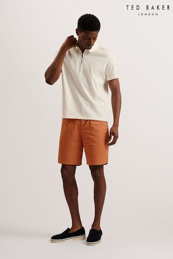 Ted Baker Fulhum Cotton Pleated Brown Shorts (B63563) | £90