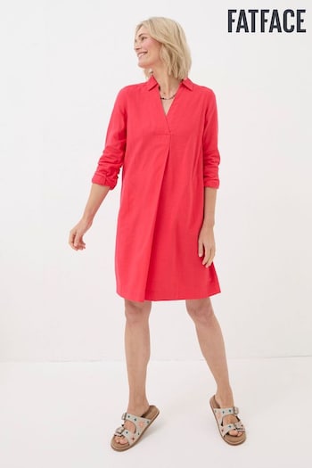 FatFace Red Mina Linen Blend Tunic Track Dress (B63639) | £69