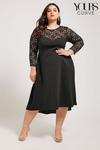 YOURS LONDON Curve Black Lace Sweetheart Dress (B63678) | £47