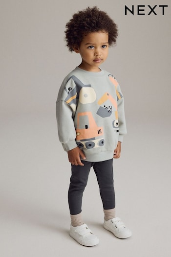 Light Blue Diggers All Over Print Sweatshirt and Leggings Set (3mths-7yrs) (B63738) | £12 - £16